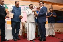 Hon'ble Governor in the presence of Hon'ble  Minister for Panchayat Shri Mauvin GodinhoShri Krishna Salkar, Hon'ble MLA presented Garshom International Awards 2020 at Hotel Fortune, Miramar.