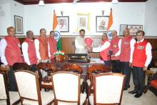 Delegation of All Goa Ex-Servicemen Welfare Association, Sh. Balachandra Amonkar, President, Sh. Ramdas Gade, Sh. Ramdas Mahale, Sh. Anil Bondre, Sh. Krishna Majik, Sh. Jagannath Shetkar, Sh. Anant Joshi, Sh. Vaman Naik, Sh. Siddesh Bordekar called on Hon'ble Governor at Raj Bhavan.