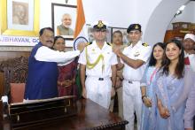Hon'ble Governor attended Pepping Ceremony of Lt. Abhishek Dhiman, ADC to Governor, Promotion to the Rank of Lieutenant Commander.