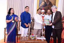 Shri Govind Gaude, Hon’ble Minister for Sports, Art & Culture along with Shri Arvind Khutkar, Director of Sports & Youth Affairs, Shri Irwin Cordo, Asstt. Director & Youth Delegation from Central Asian Council called on Hon'ble Governor at Raj Bhavan.