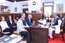 Prof. Harilal Menon, Vice Chancellor Goa University & Asst. Prof Dr. Arjun Adhikari along with German Delegation, Prof. (Dr). Oliver Zielinski, Prof. (Dr). Hans Burchard, Prof. (Dr). Joanna Waniek, and Others called on Hon'ble Governor at Raj Bhavan.