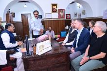 Prof. Harilal Menon, Vice Chancellor Goa University & Asst. Prof Dr. Arjun Adhikari along with German Delegation, Prof. (Dr). Oliver Zielinski, Prof. (Dr). Hans Burchard, Prof. (Dr). Joanna Waniek, and Others called on Hon'ble Governor at Raj Bhavan.